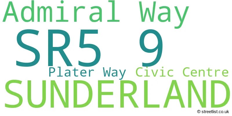 A word cloud for the SR5 9 postcode